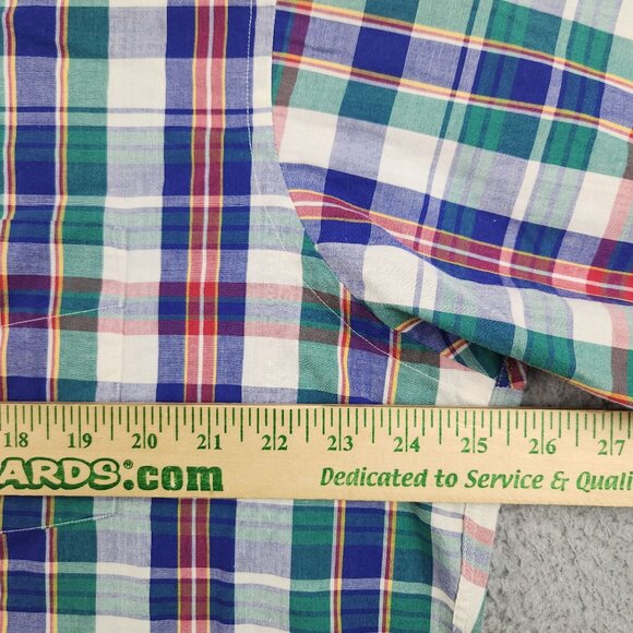 VTG Men's Plaid Button Shirt Extra Large Multicolor Short Sleeve Cotton Blend - Picture 5 of 8